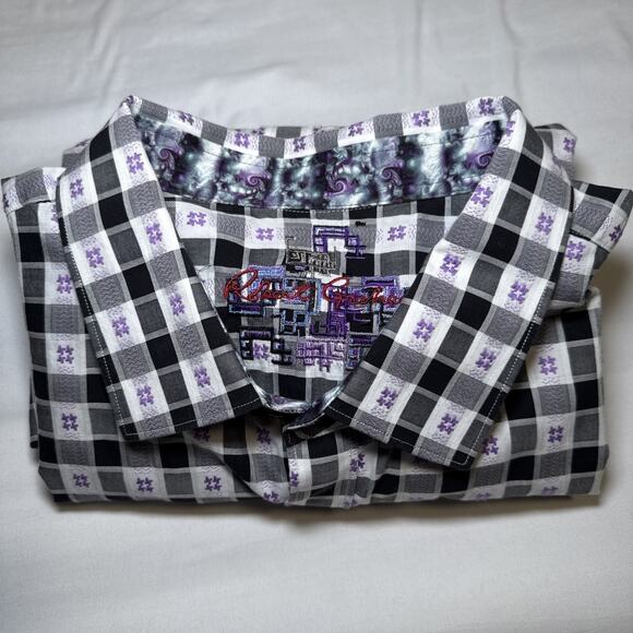 Robert Graham Black White Check Flip Cuff Contrast Button Shirt Mens Sz 3XL EUC - Picture 14 of 14